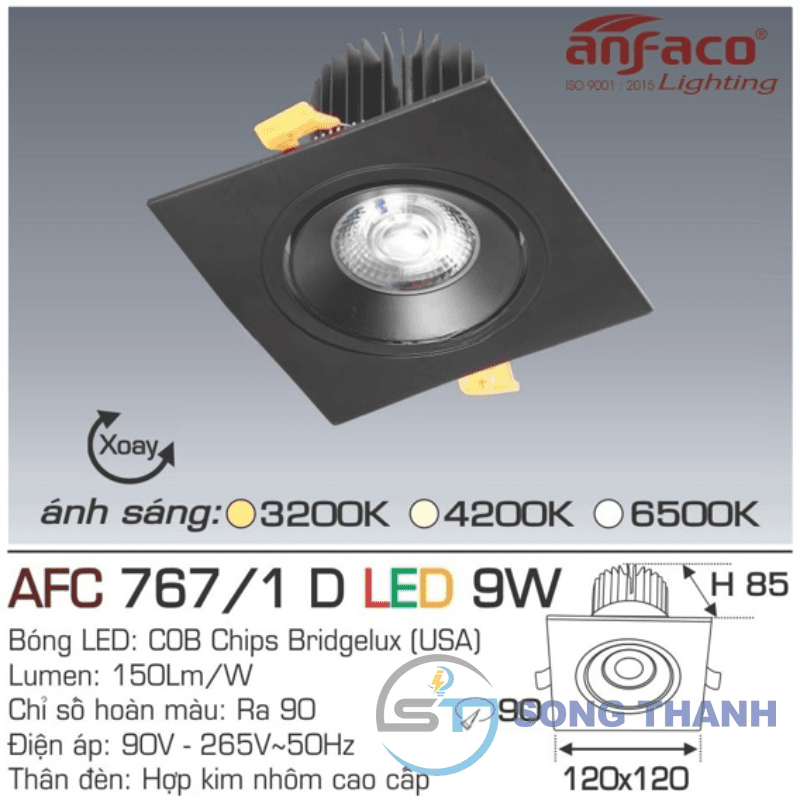 Led vuông âm 767/1D 9W