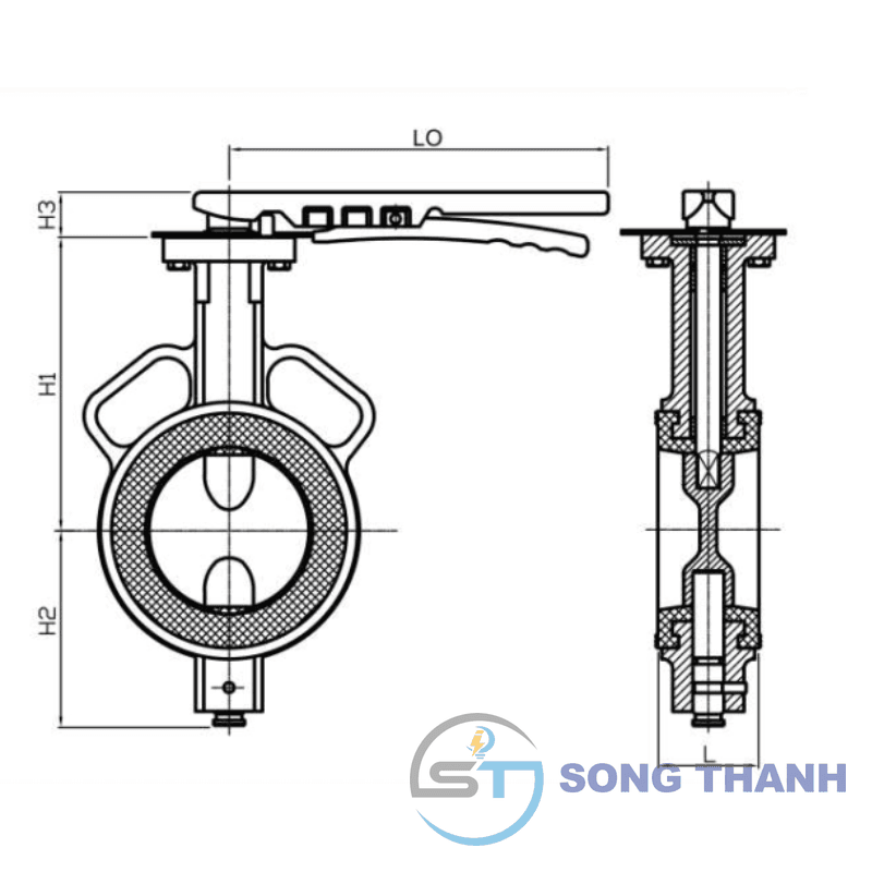 Van bướm tay gạt DN100