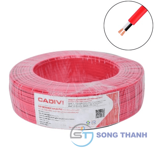 Dây điện đôi Cadivi VCmo/LF-2×0.75 mm2 (Đỏ) – 300/500V