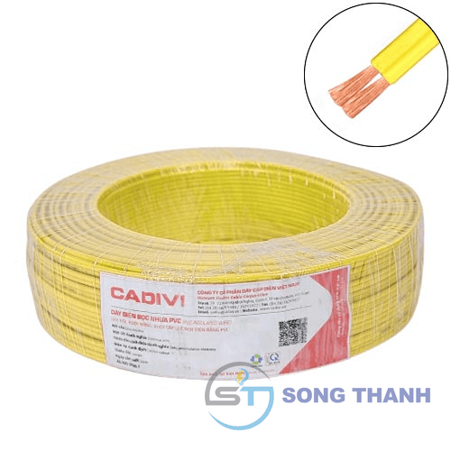 Dây điện đôi Cadivi VCmd/LF-2×1.5 mm2 (Vàng) – 0.6/1KV