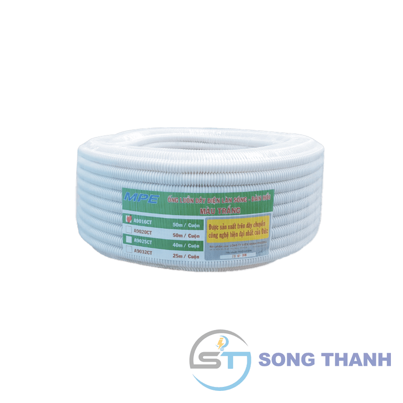 Ống ruột gà D16 màu trắng