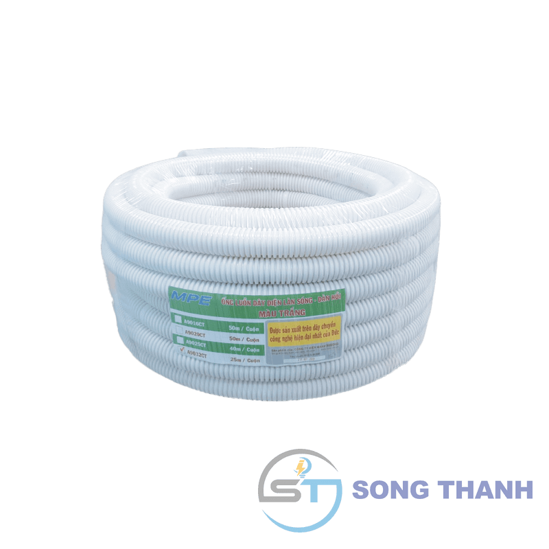 Ống ruột gà D32 màu trắng