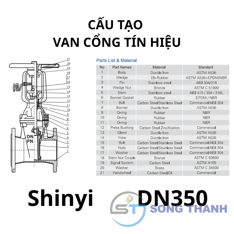 Van cổng tín hiệu DN350