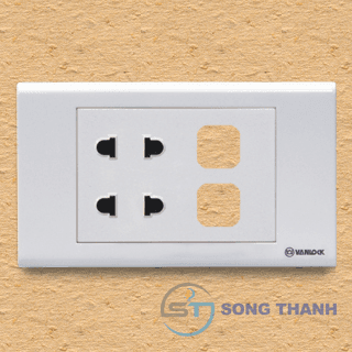 Ổ cắm đôi 2 chấu + 2 lỗ