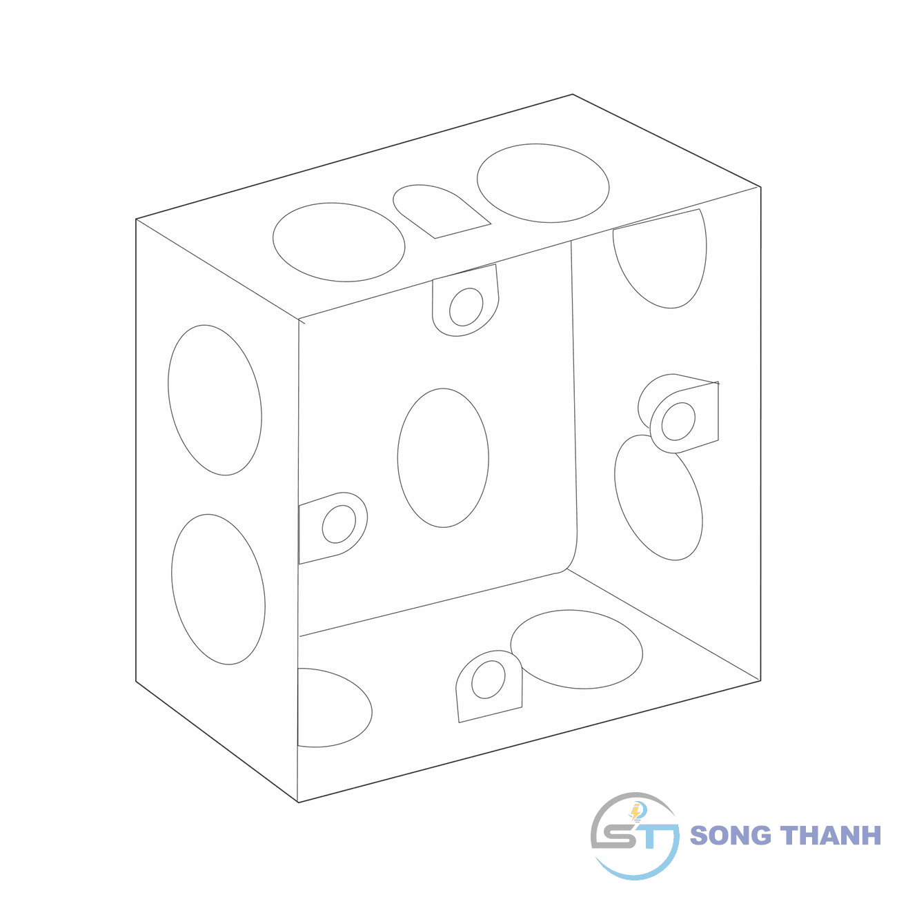 Đế âm vuông đơn kim loại sắt