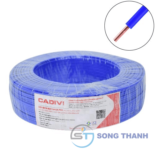 Dây điện đơn cứng Cadivi VC/LF-1 mm2 (Xanh) – 300/500V