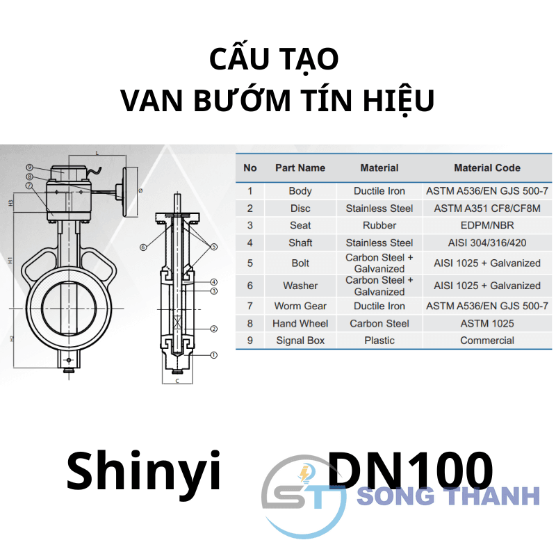 Van bướm tín hiệu DN100