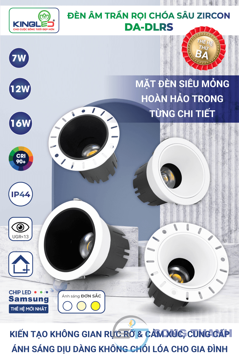 Đèn Led Âm Trần Chiếu Rọi Zircon Có Viền