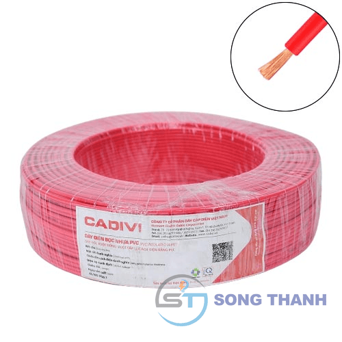 Dây điện đơn mềm Cadivi VCm/LF-0.75 mm2 (Đỏ) – 300/500V