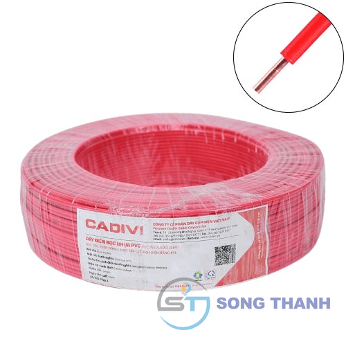 Dây điện đơn cứng Cadivi VC/LF-0.75 mm2 (Đỏ) – 300/500V