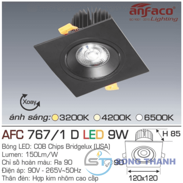 Led vuông âm 767/1D 9W