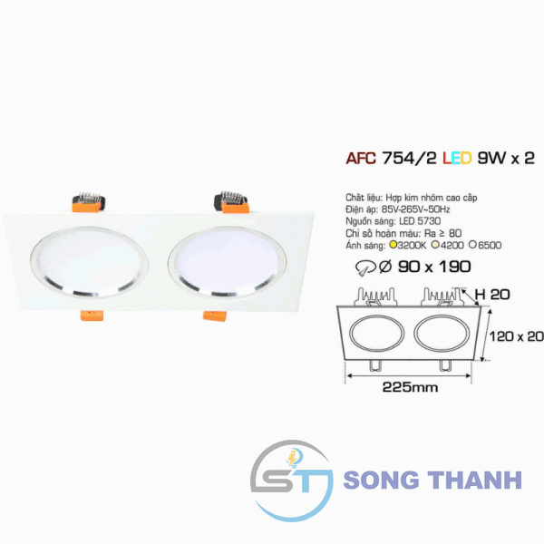 Led âm đôi 754/2 9Wx2