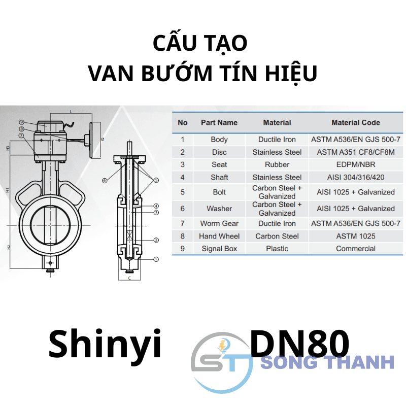 Van bướm tín hiệu DN80