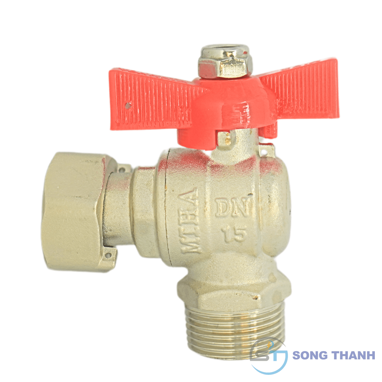 Van góc đồng có van một chiều mạ sau đồng hồ tay bướm ABS MIHA - DN15