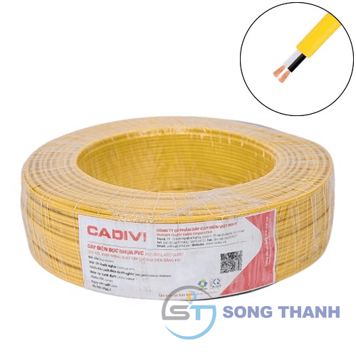 Dây điện đôi Cadivi VCmo/LF-2×0.75 mm2 (Vàng) – 300/500V