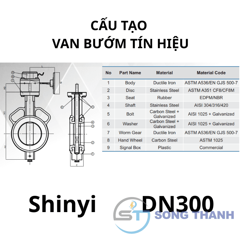 Van bướm tín hiệu DN300
