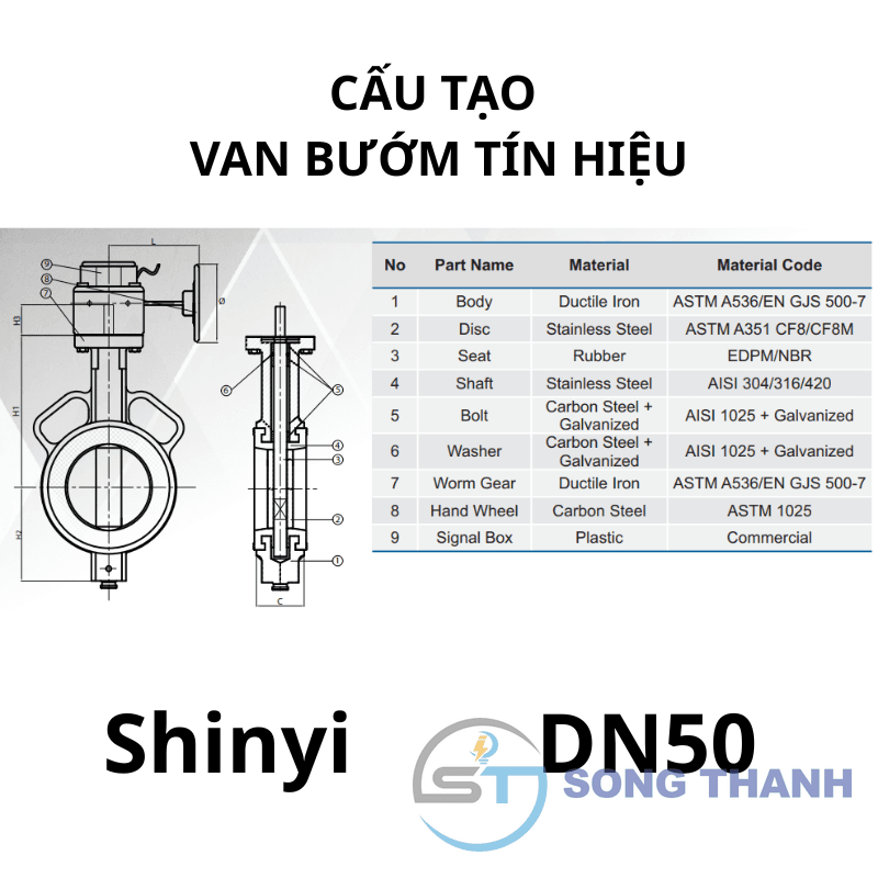 Van bướm tín hiệu DN50