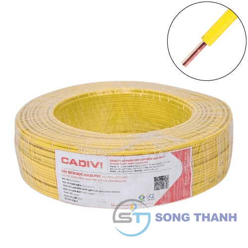 Dây điện đơn cứng Cadivi VC/LF-1.5 mm2 (Vàng) – 450/750V