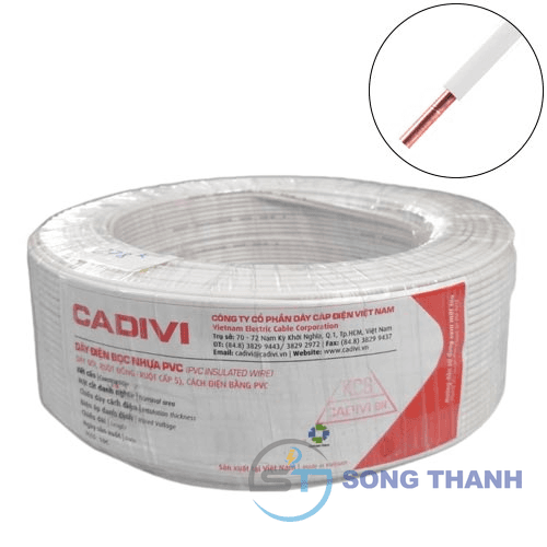Dây điện đơn cứng Cadivi VC/LF-6 mm2 (Trắng) – 450/750V